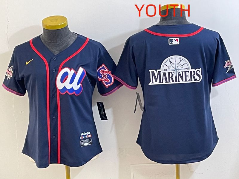 Youth 2025 Seattle Mariners Blank Drak Blue All star Nike MLB Jersey style 04->youth mlb jersey->Youth Jersey